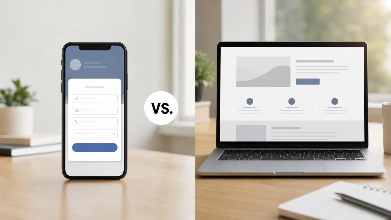 A comparison between a Facebook lead form and a salon landing page on a mobile device.